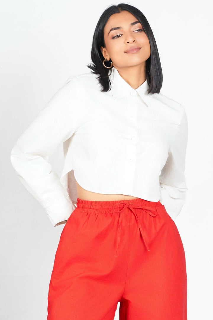White Cropped Shirt