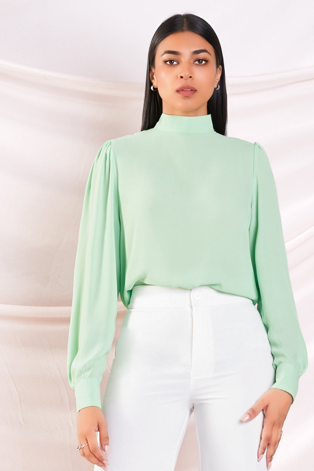 Green Back Button Up Top