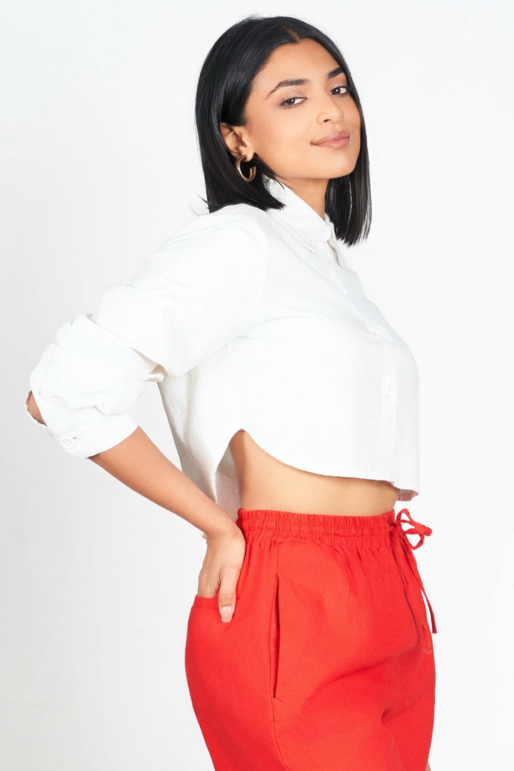 White Cropped Shirt