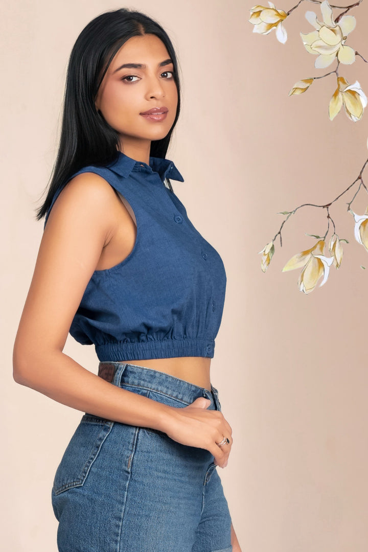 Cropped Button Up Top