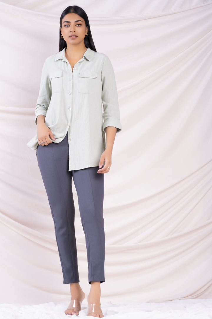 Green Three Quarter Sleeve Shirt