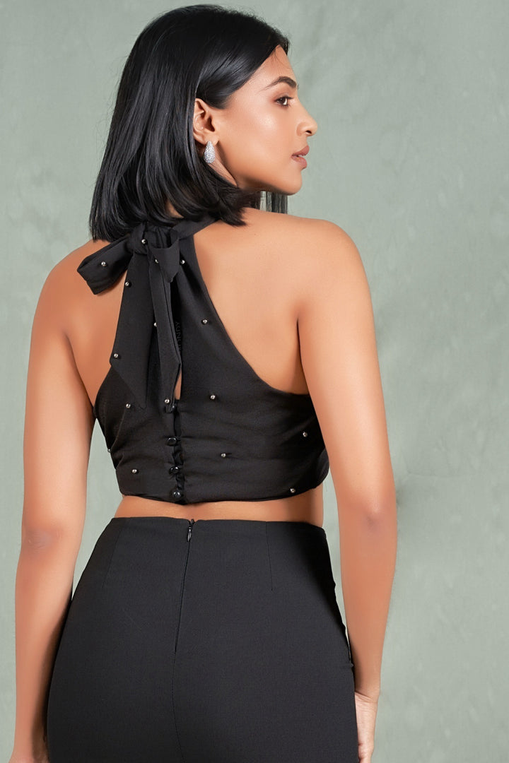 Black Halter Crop Top