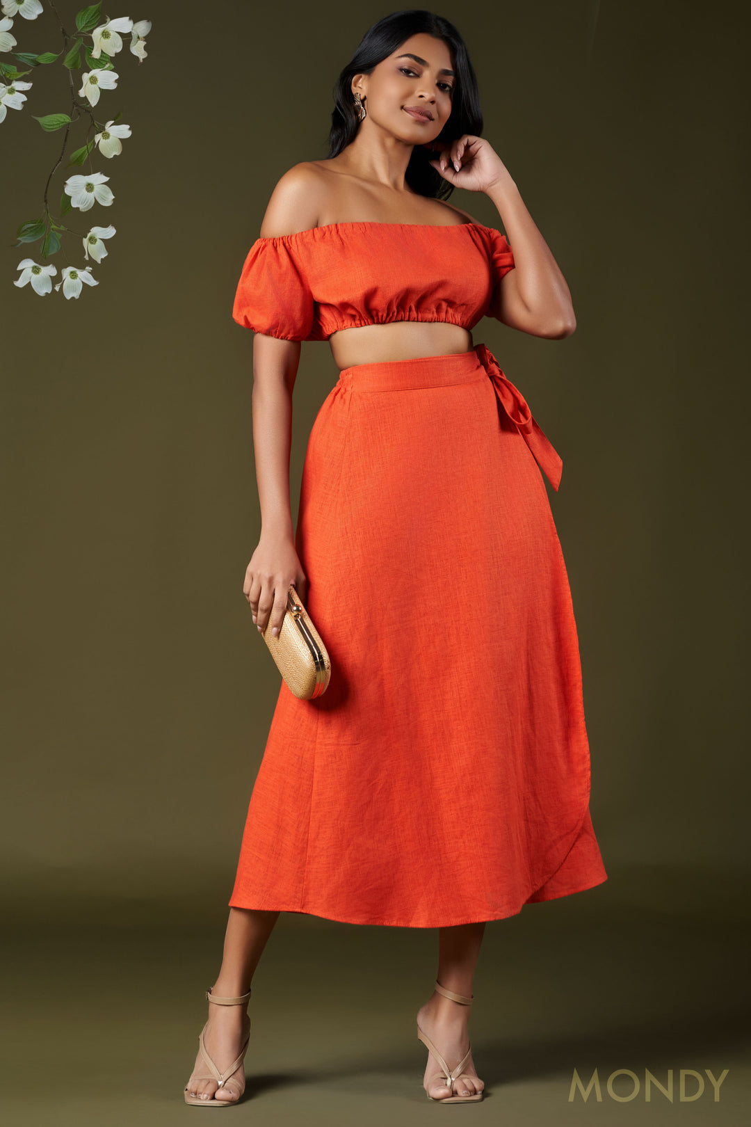 Wrap Style Midi Skirt