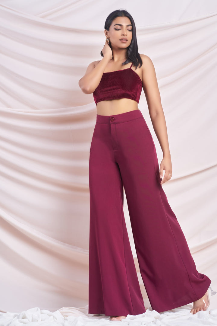 Maroon Wide Leg Pant