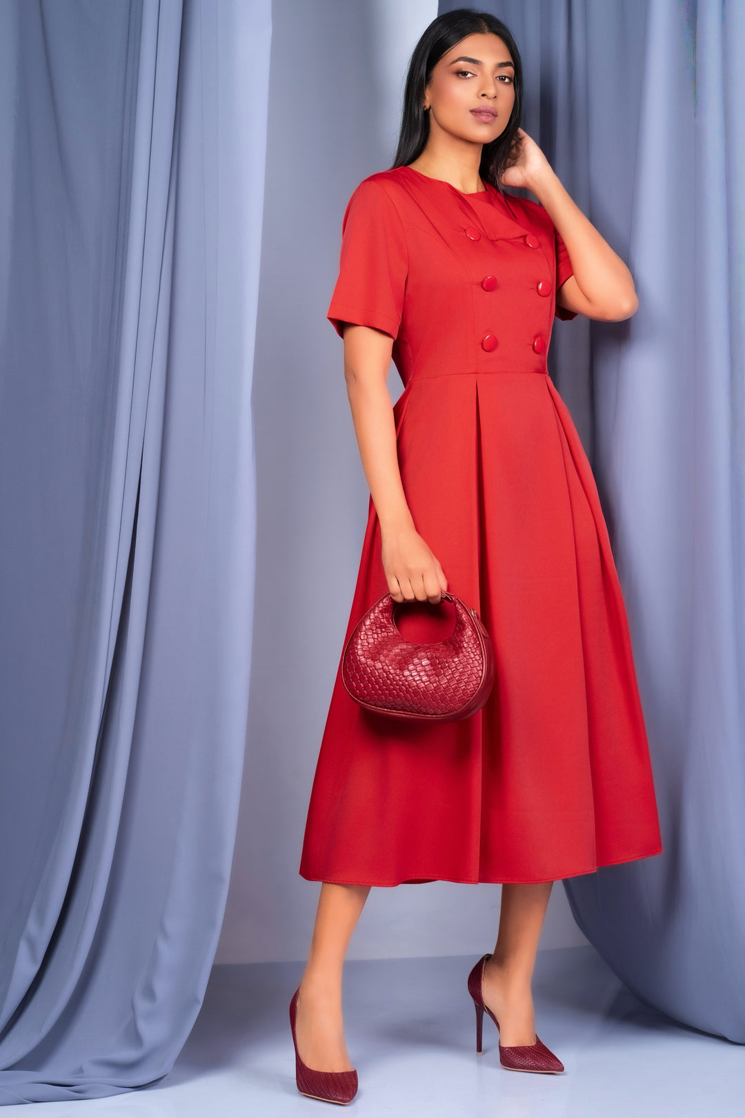 Double Buttoned Midi Dress