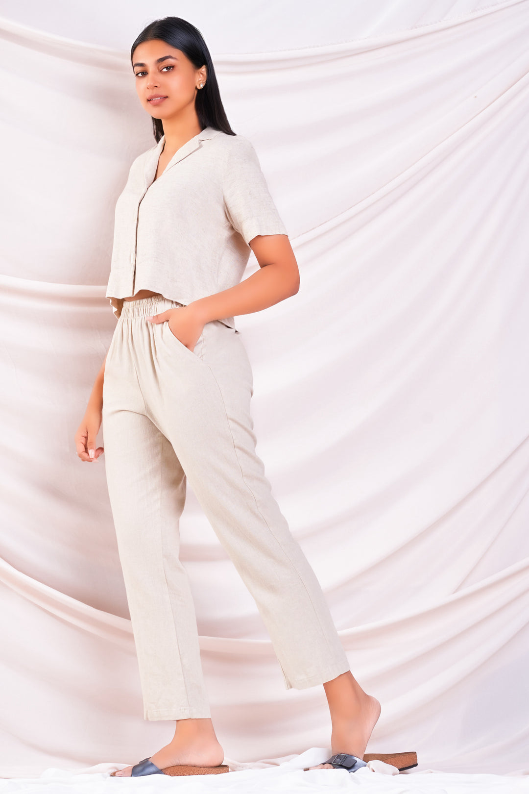 Beige Linen Pant