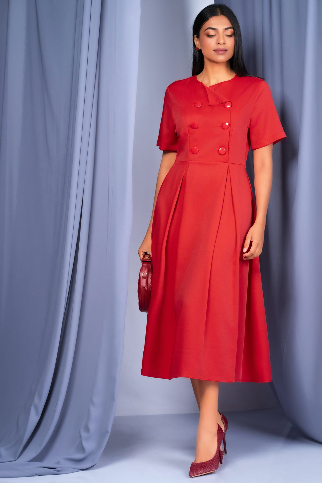 Double Buttoned Midi Dress