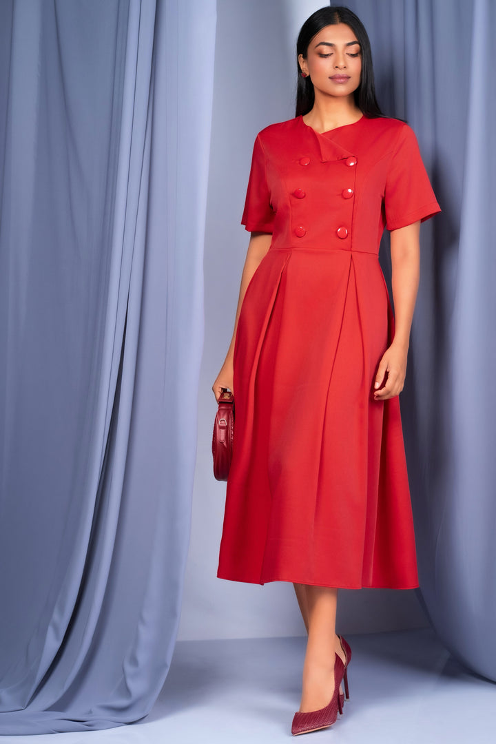 Double Buttoned Midi Dress