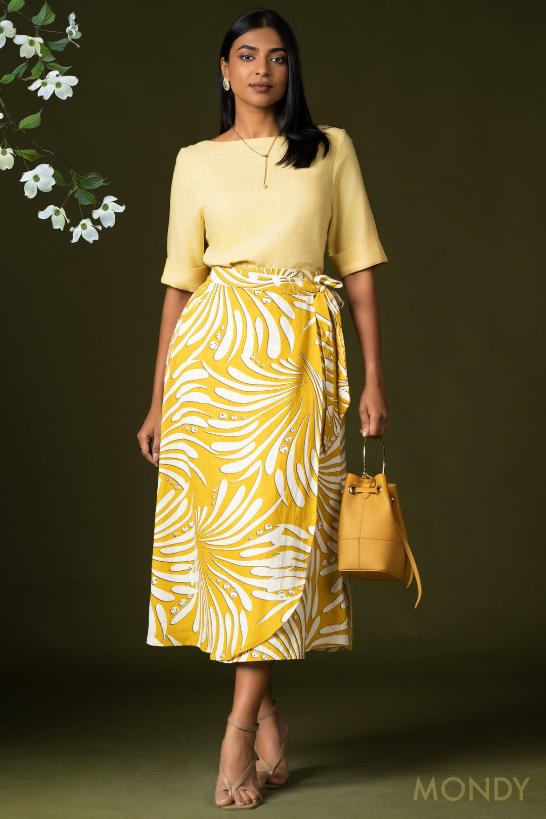 Wrap Style Midi Skirt