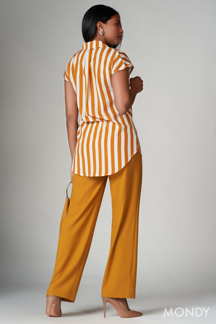 Stripe Cap Sleeve Top