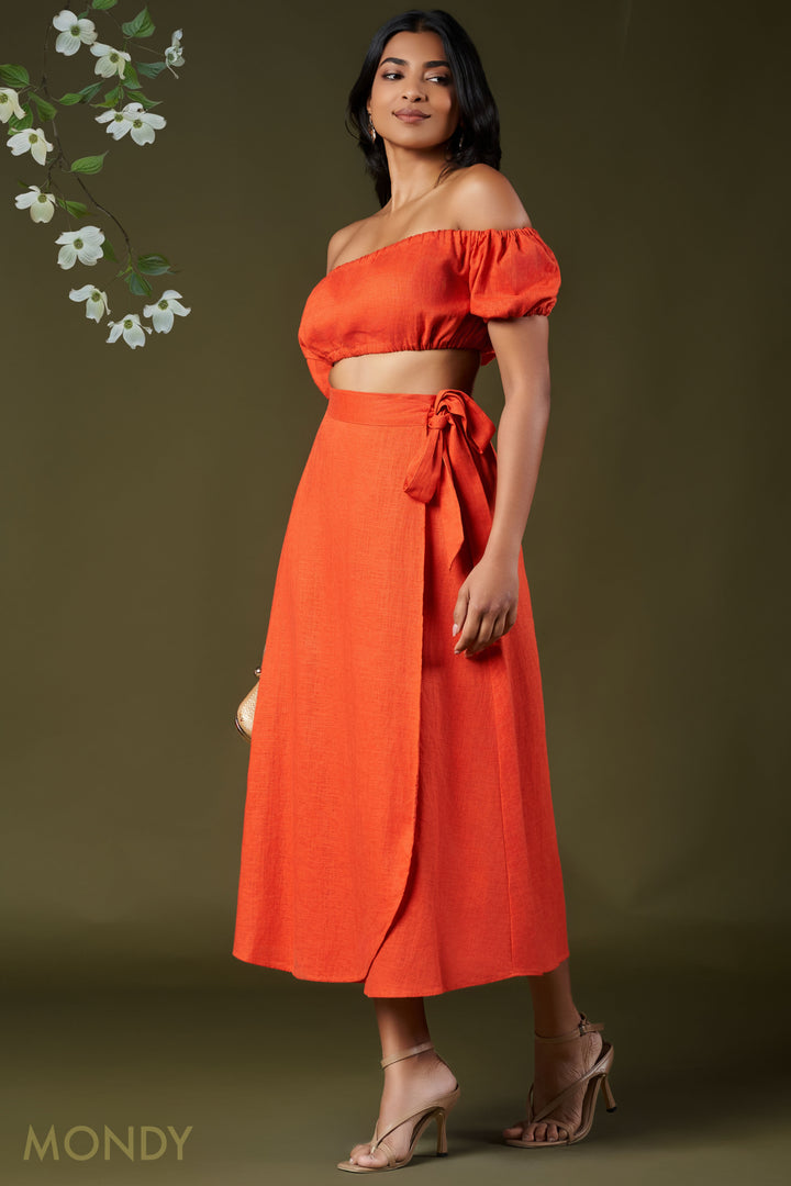 Wrap Style Midi Skirt