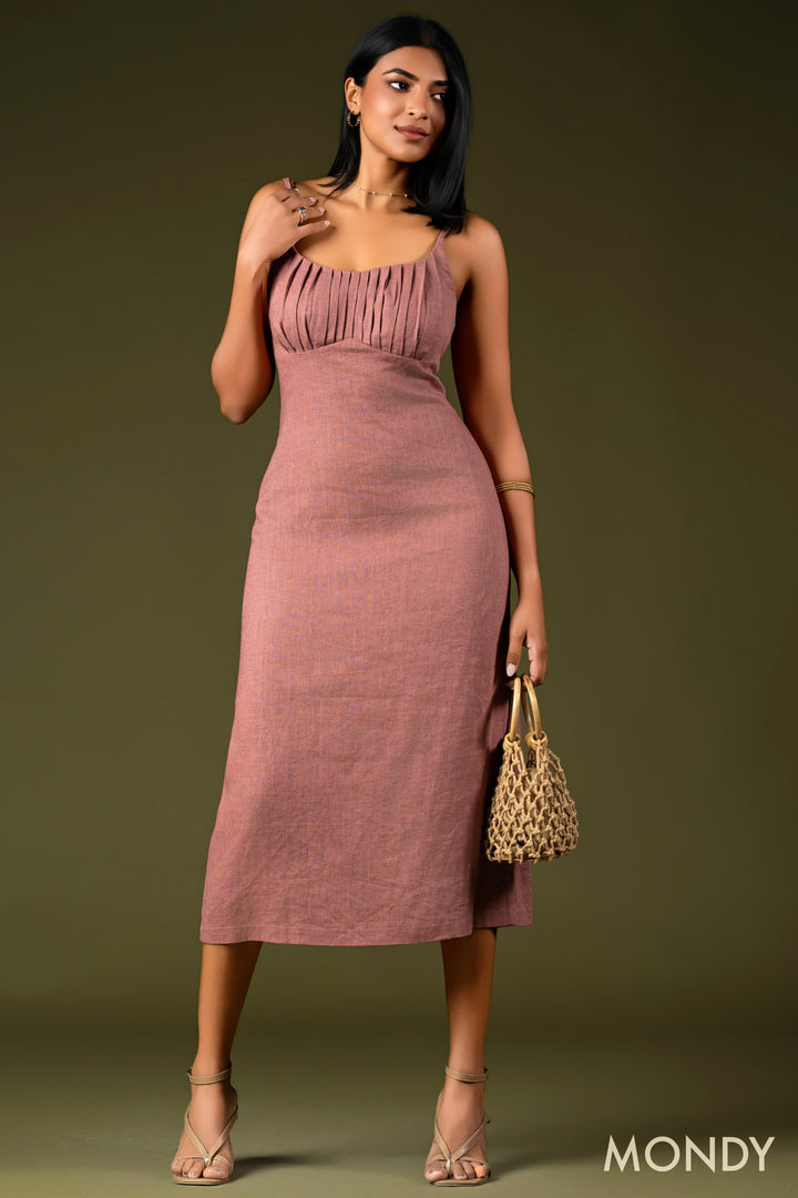 Pleated Detailed Slip Midi Dress