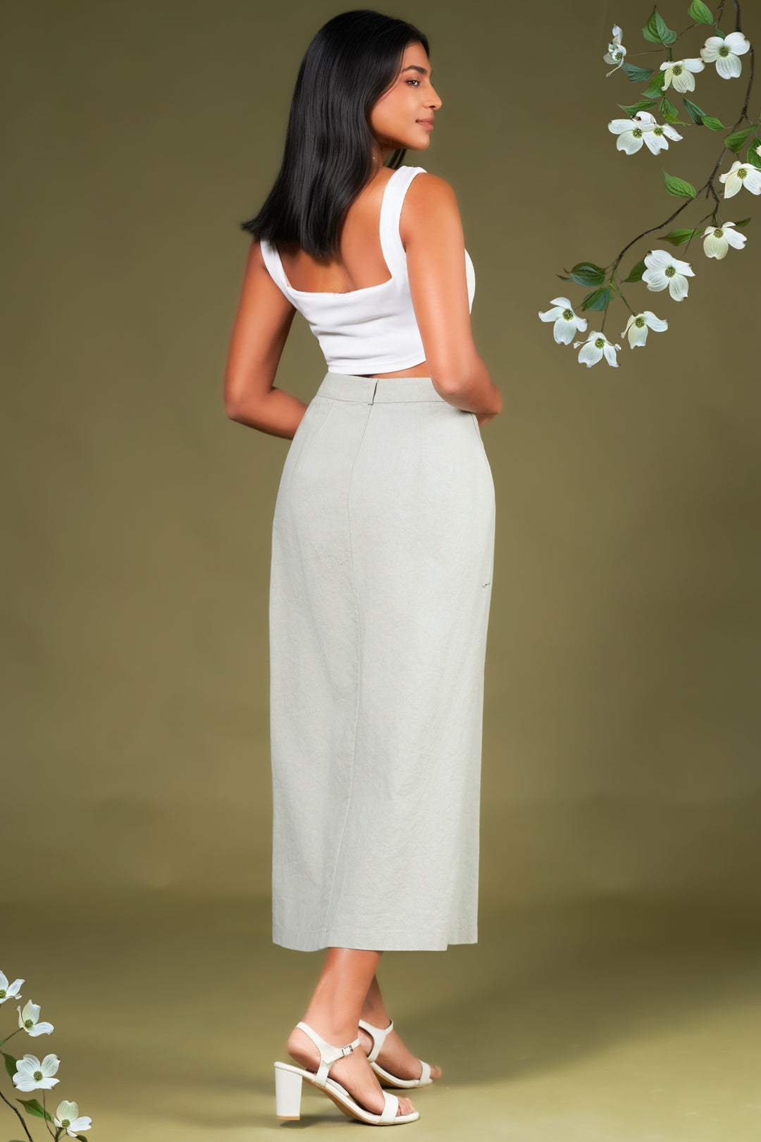 Grey Button Up Skirt