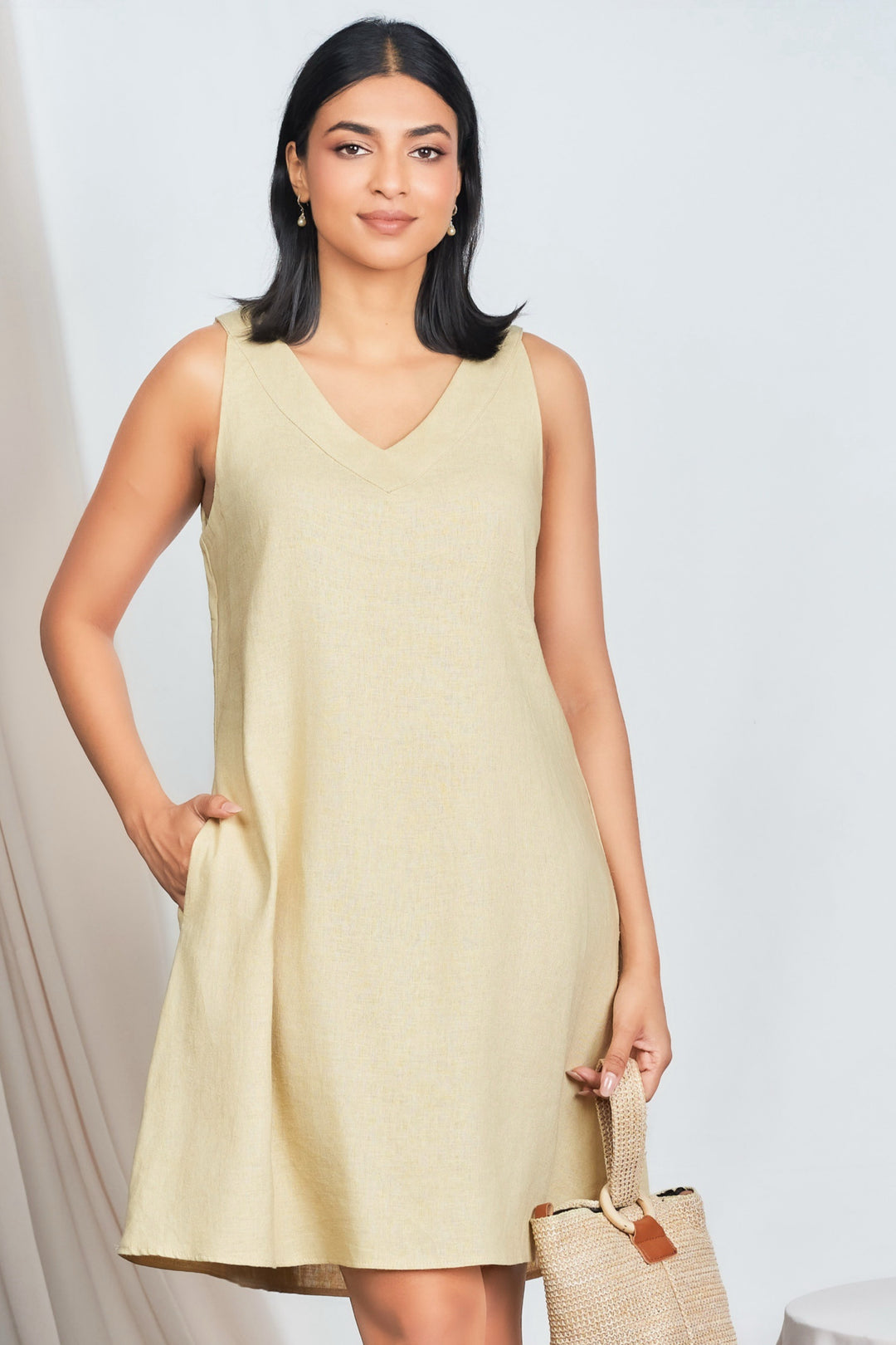 V Neck Shift Dress