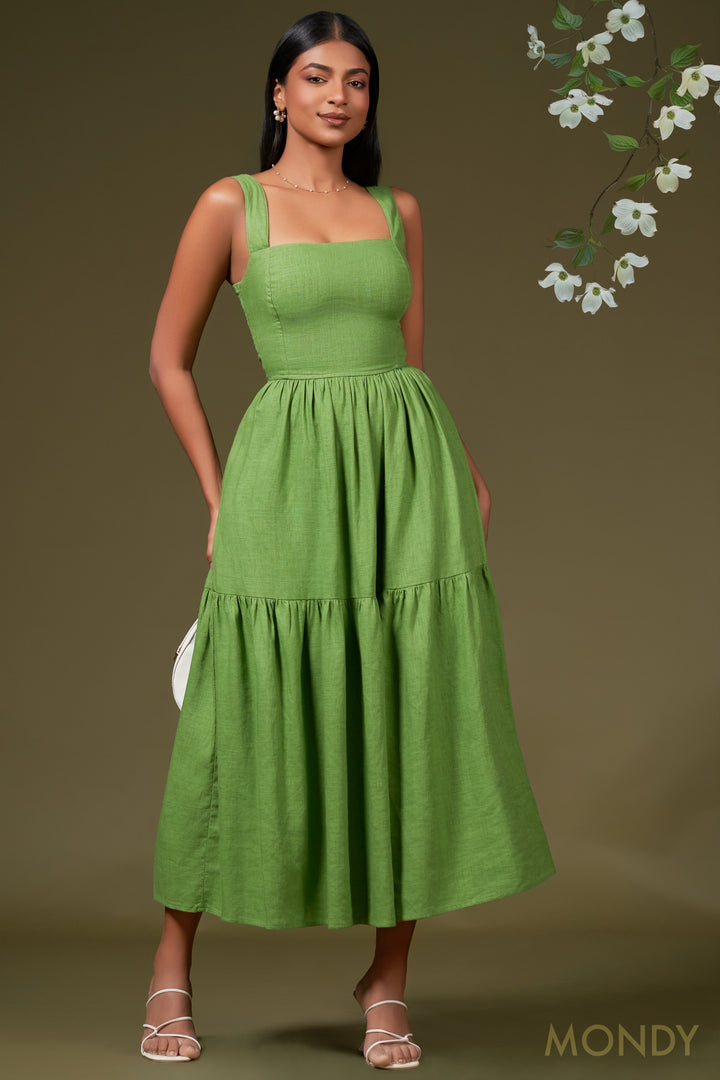 Green Tie Back Maxi Dress
