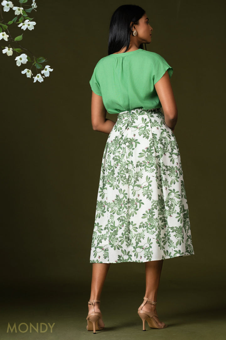Printed Pleated Skirt
