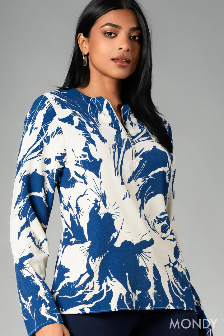 Printed Zip Up Top