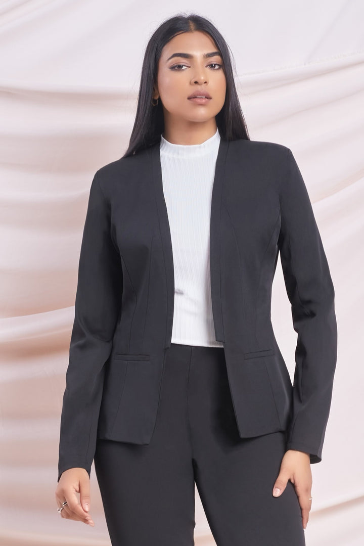 Black Open Blazer