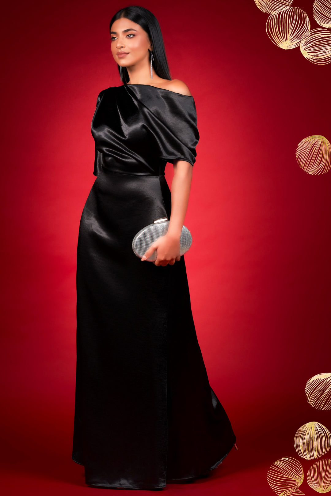 Black Satin Maxi Dress