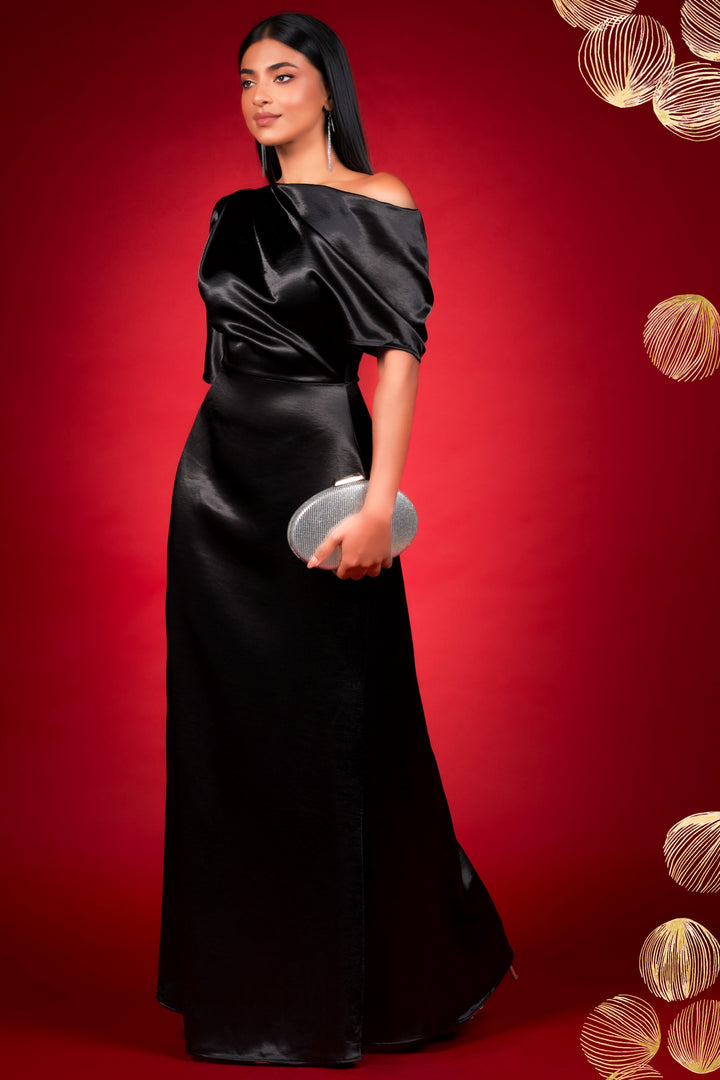 Black Satin Maxi Dress