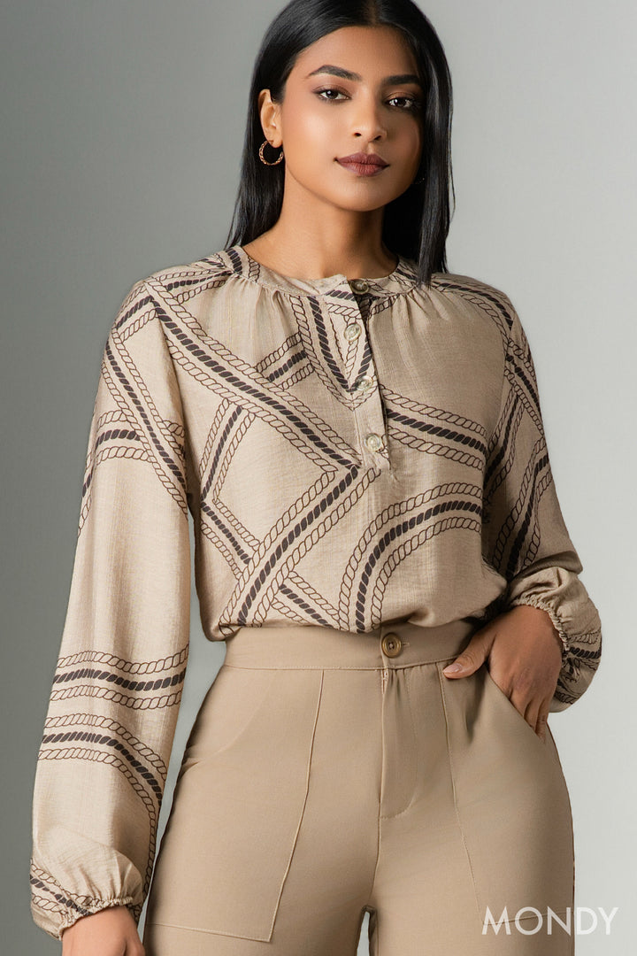 Printed Round Neck Top