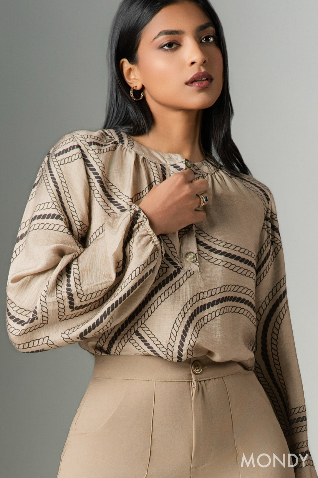 Printed Round Neck Top