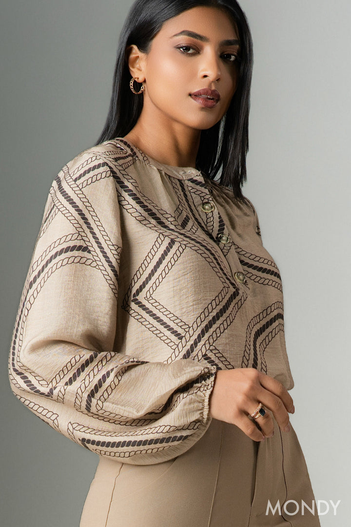 Printed Round Neck Top