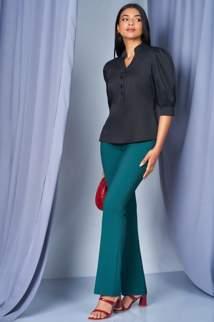 Black Puff Sleeve Top