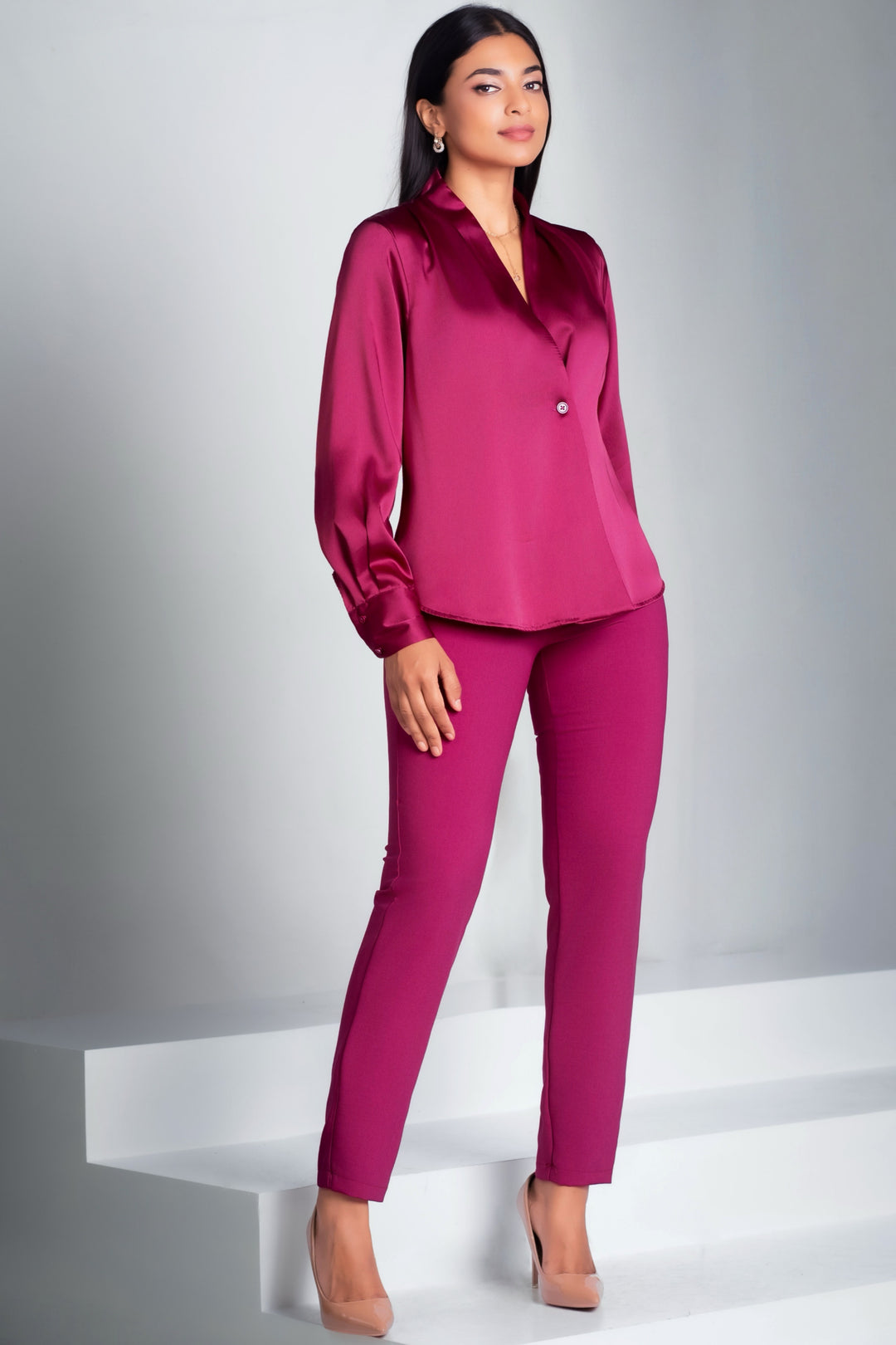 Satin Wrap Style Top