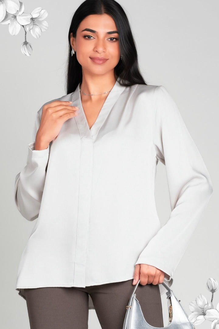 Satin V Neck Top