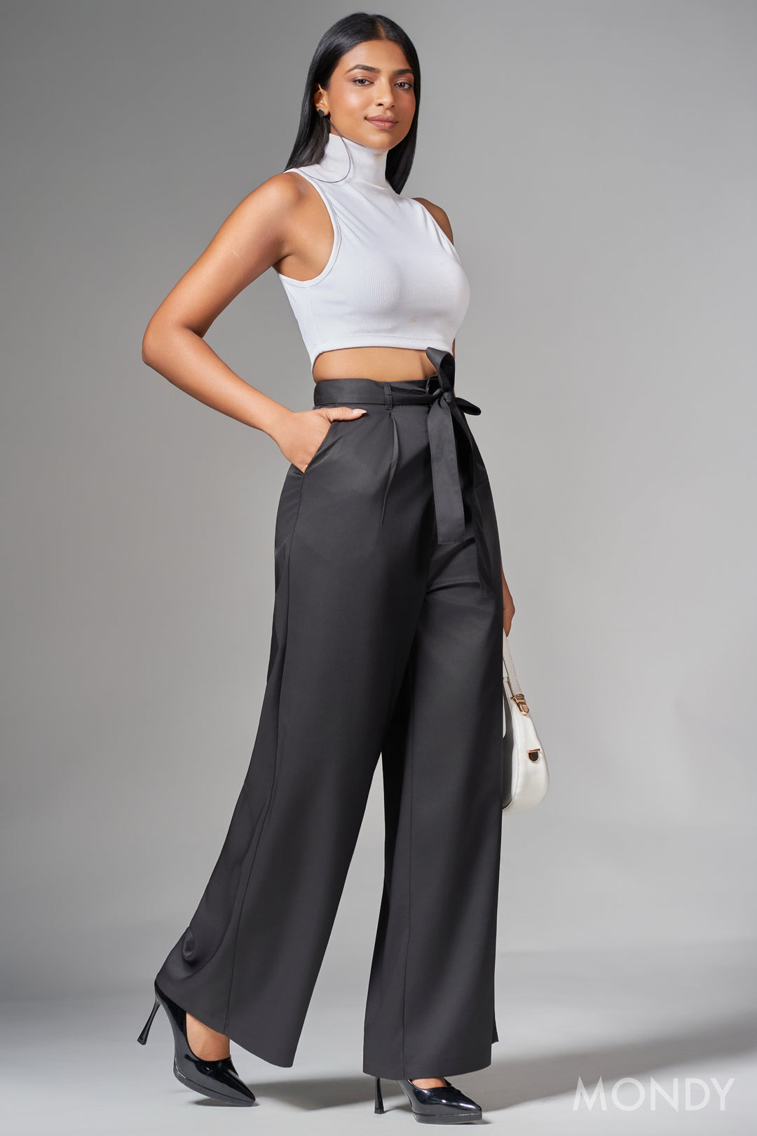 Tie Detail Wide Leg Pant