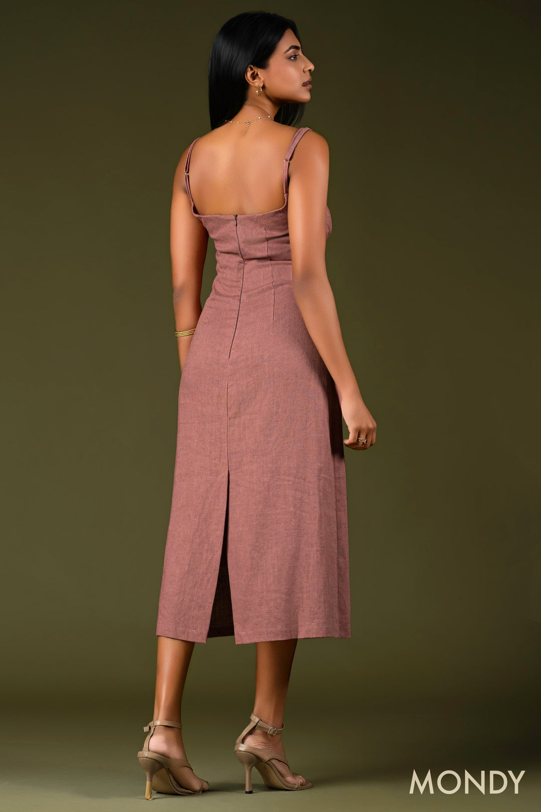 Pleated Detailed Slip Midi Dress