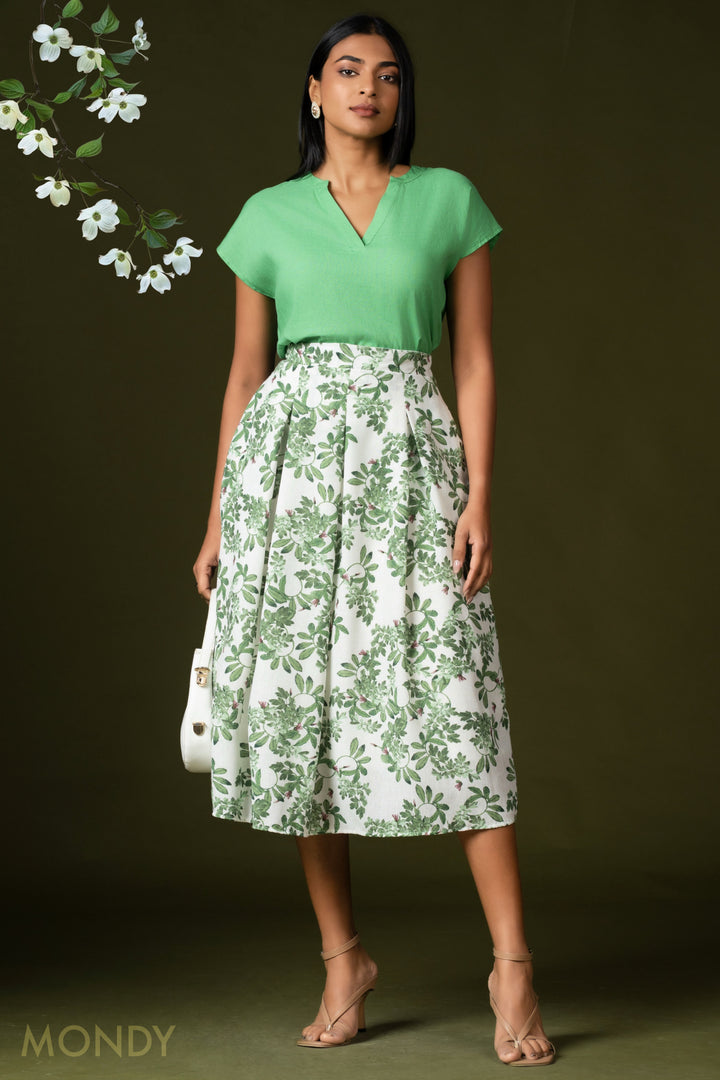 Printed Pleated Skirt