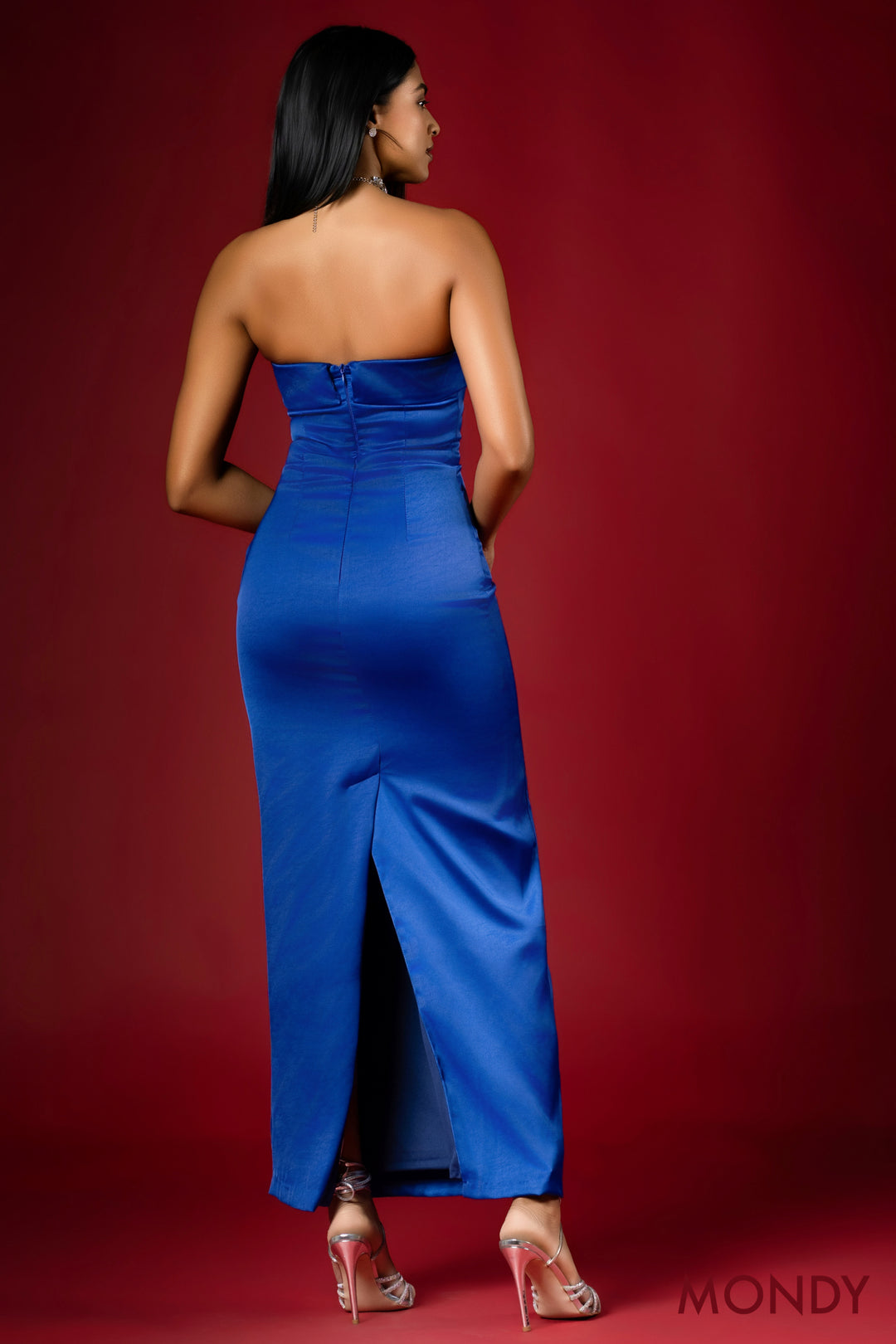 Strapless Blue Maxi Dress