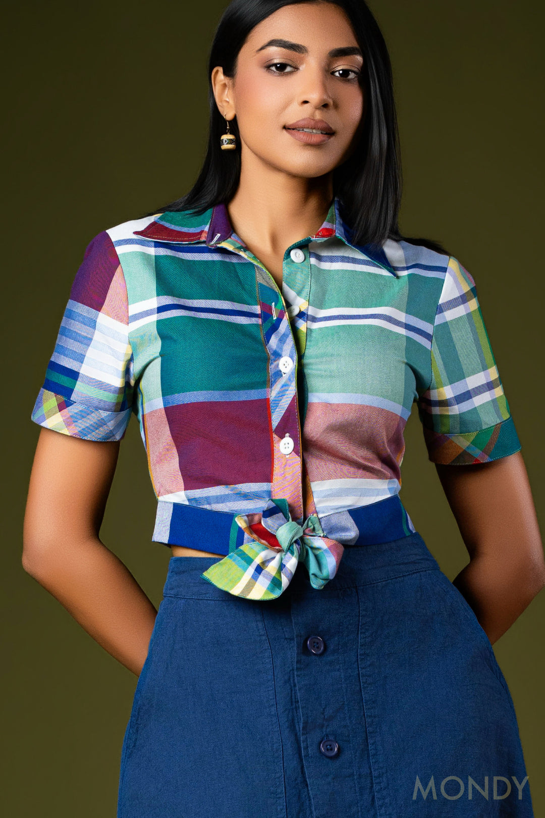 Tie Up Cropped Shirt