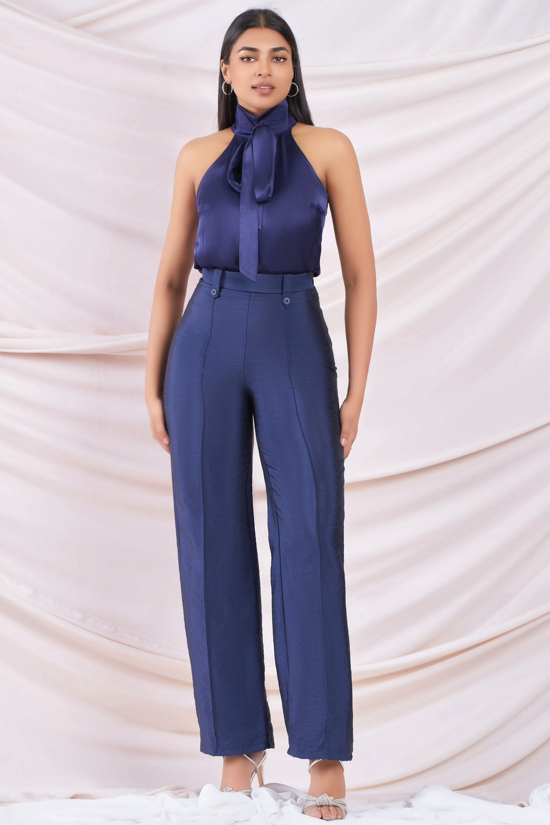 Navy High Neck Top