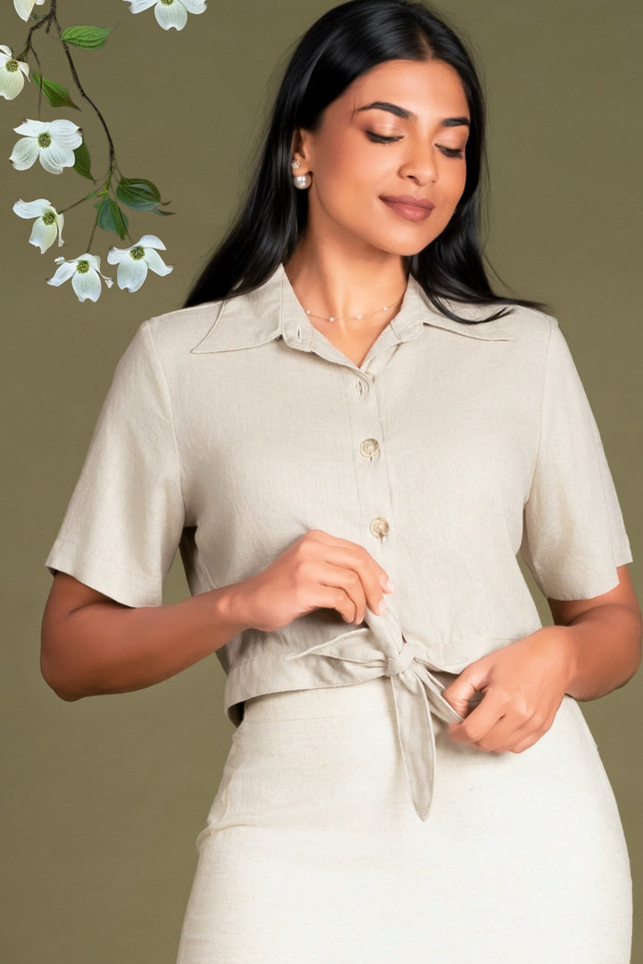 Tie Up Cropped Shirt