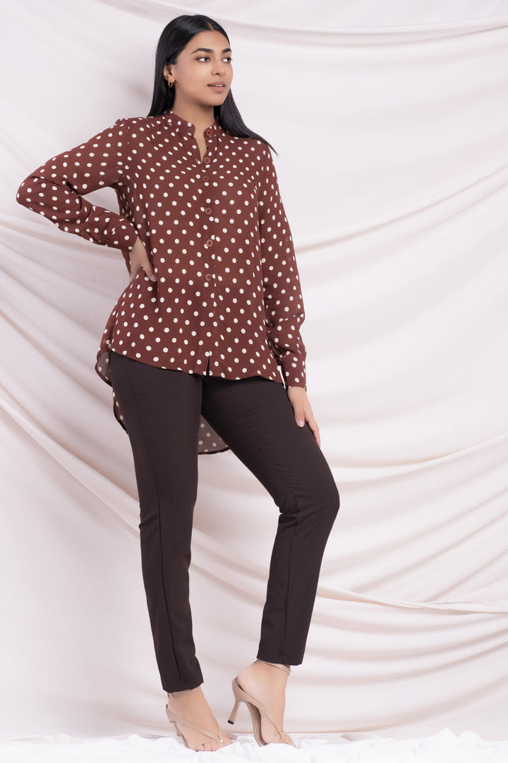 Brown Polka Dot Top