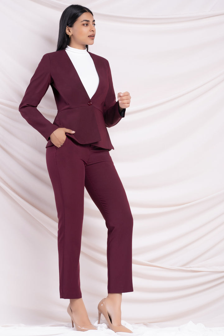 Maroon Peplum Blazer