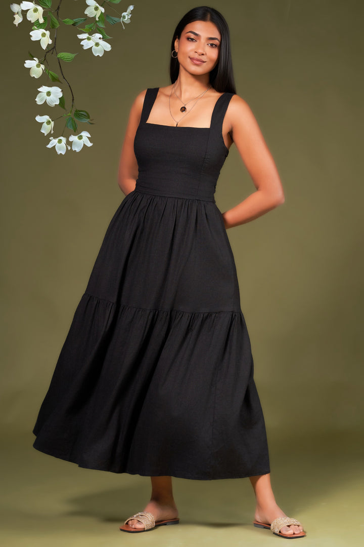 Black Tie Back Maxi Dress