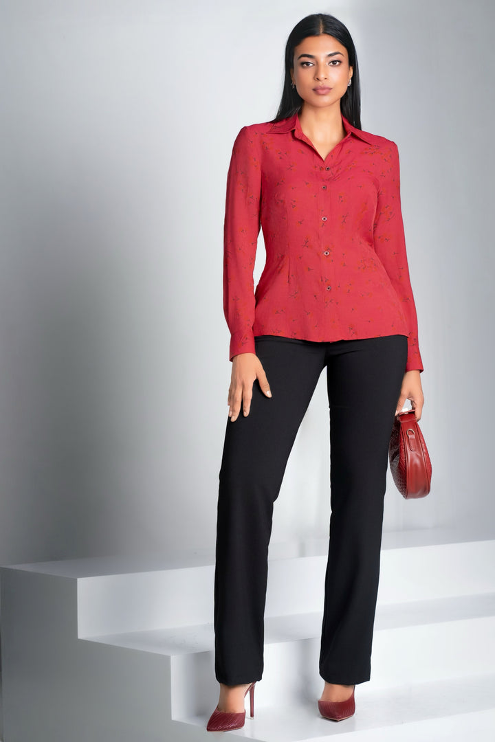 Red Printed Cotton Shirt