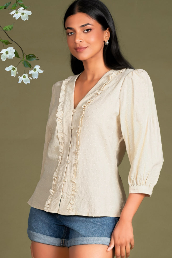 Textured Puff Sleeve Top