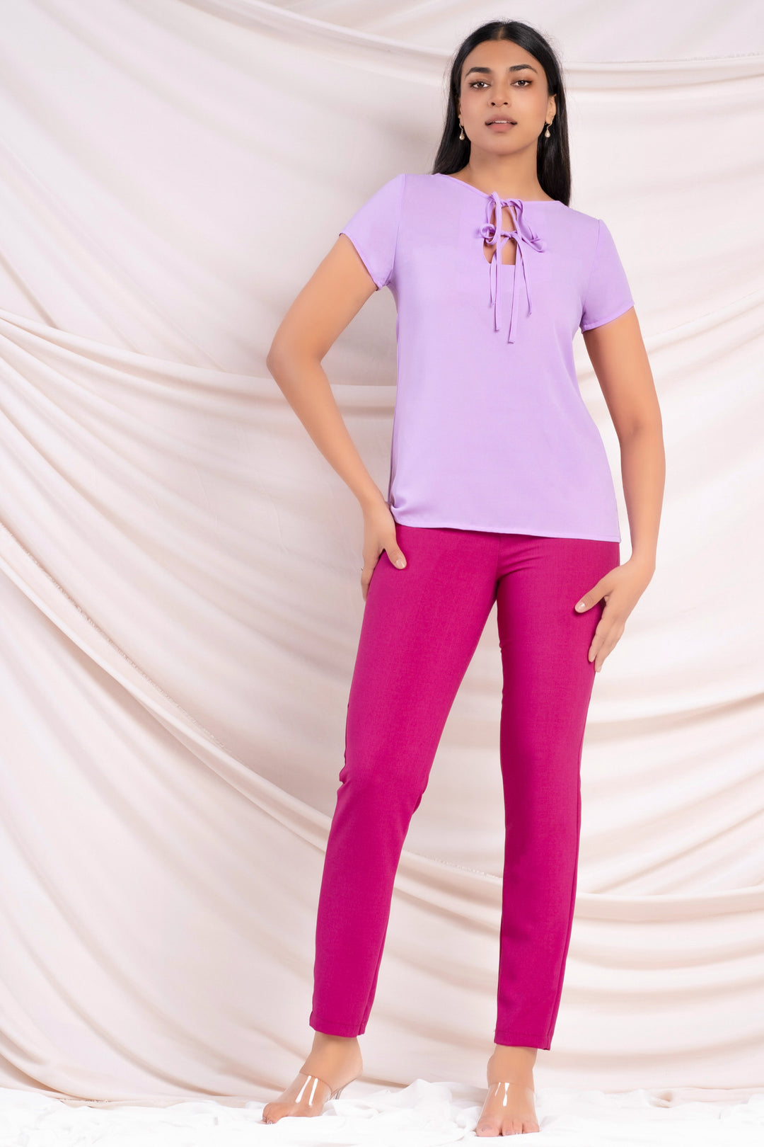 Purple Tie Detail Top