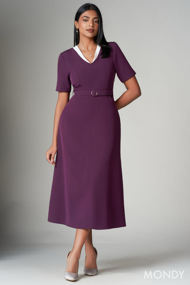 Belted Contrast Dress