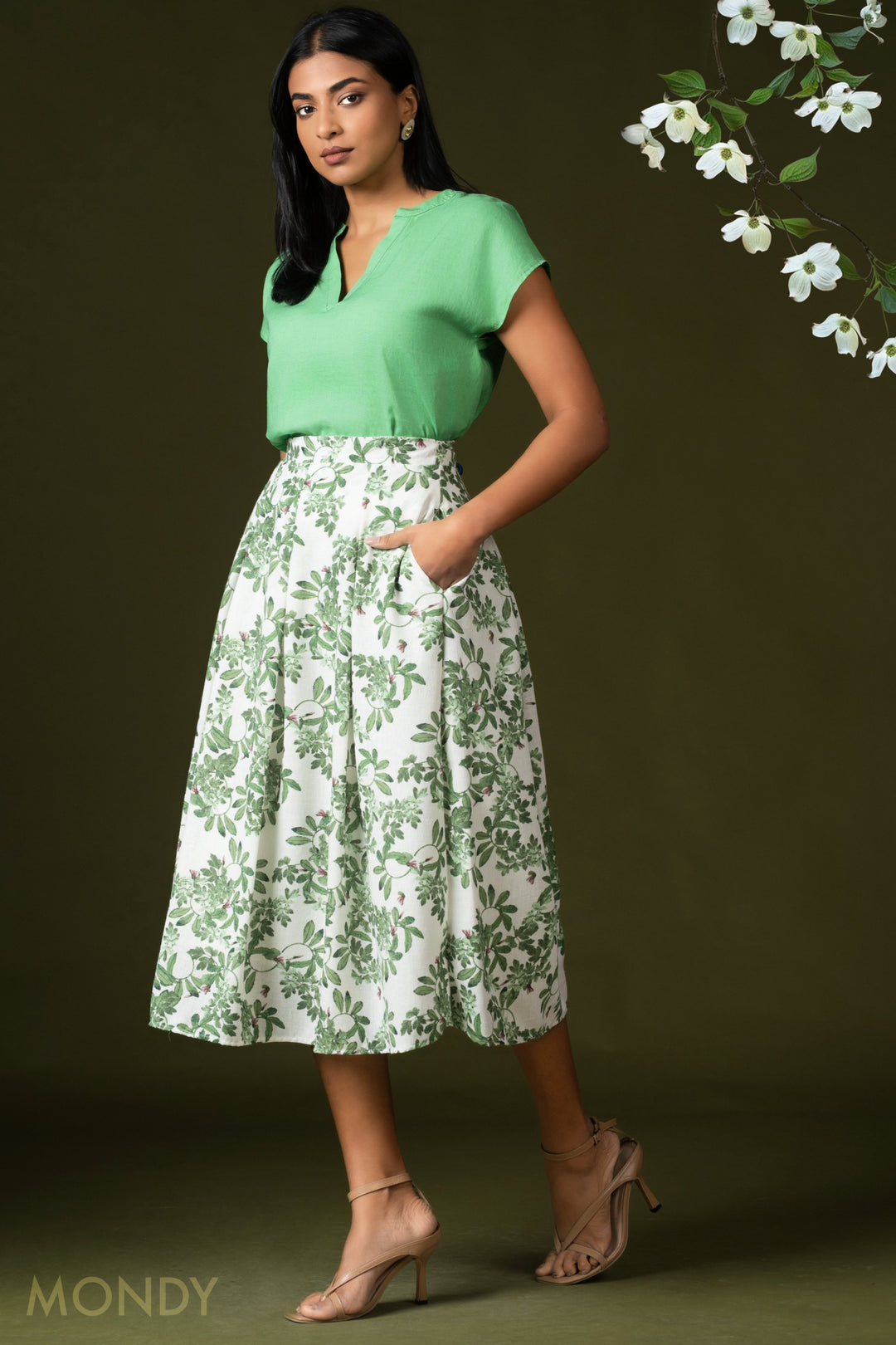 Printed Pleated Skirt
