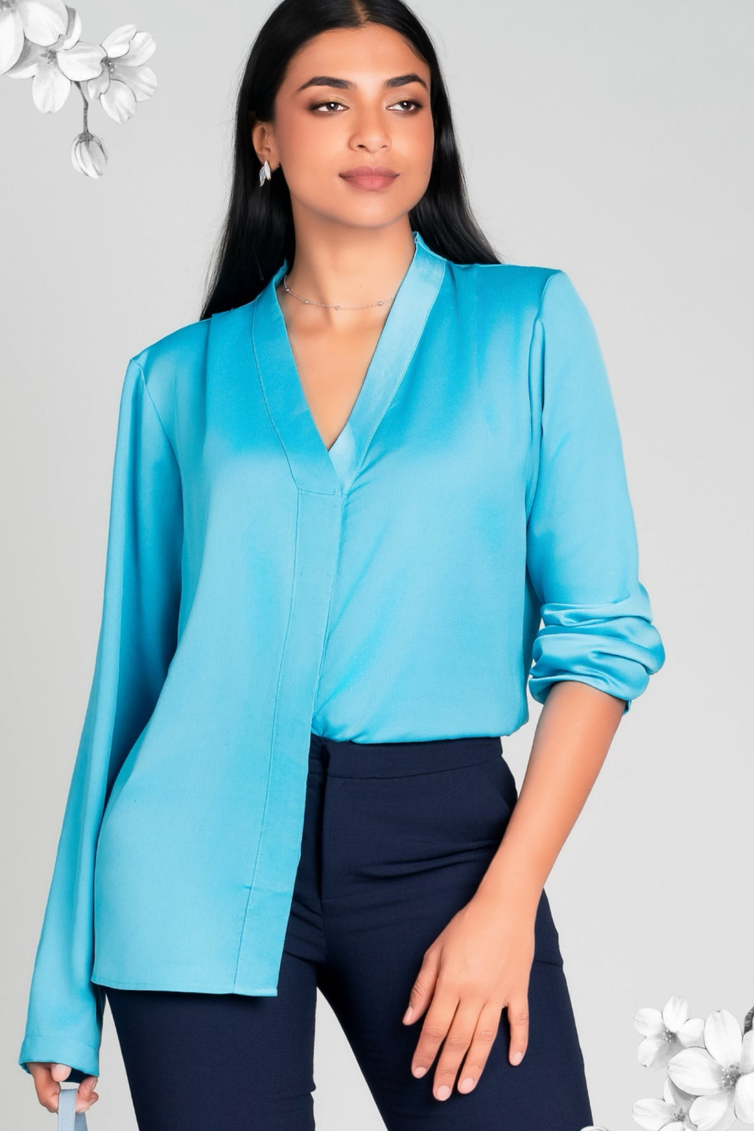 Satin V Neck Top