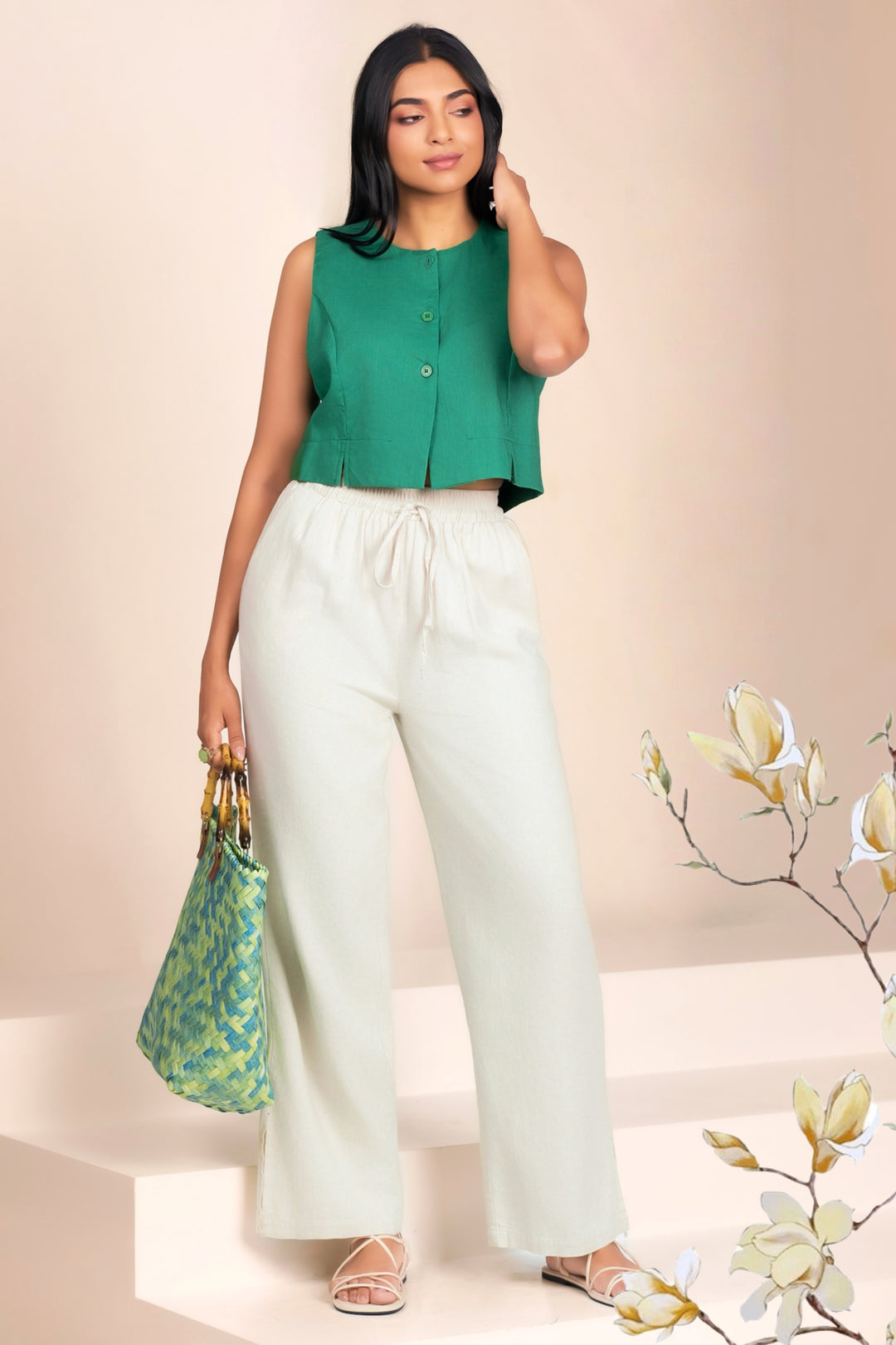 Cropped Button Up Top