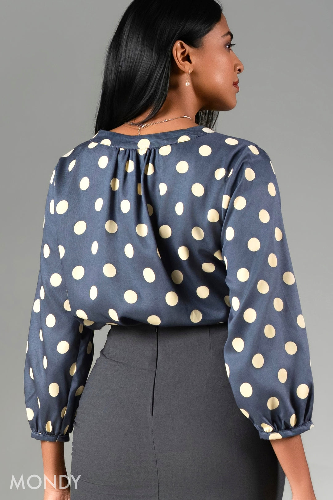 Polka Dot Puff Sleeve Top