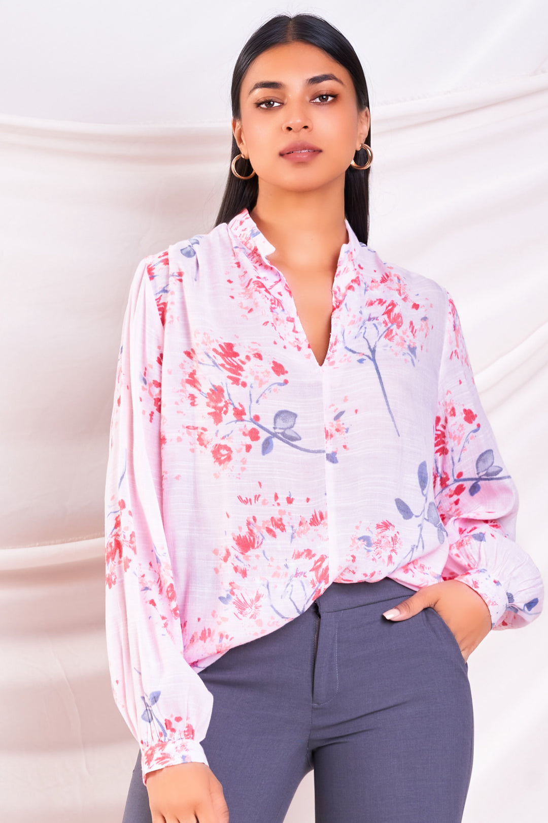 Pink Printed Oversized Top