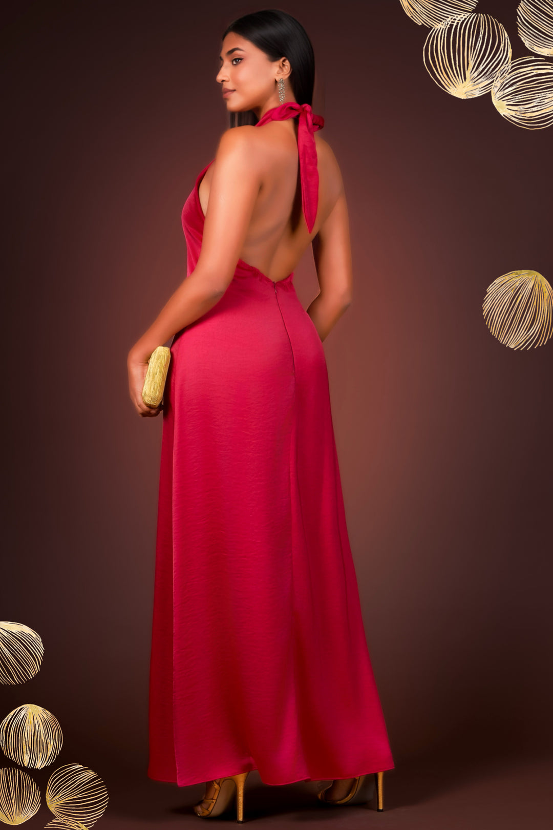 Pink Halter Maxi Dress